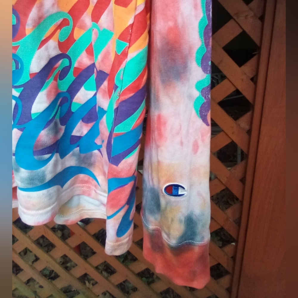 🏆Champion Coca-Cola Custom Tie Dye Long Sleeve Shirt, M🏆 - Picture 2 of 7